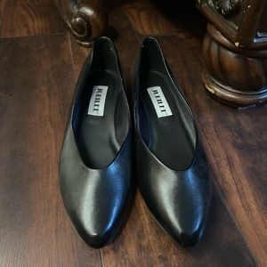 Jubilee Black Faux Leather Pointed Toe Flats 10m
